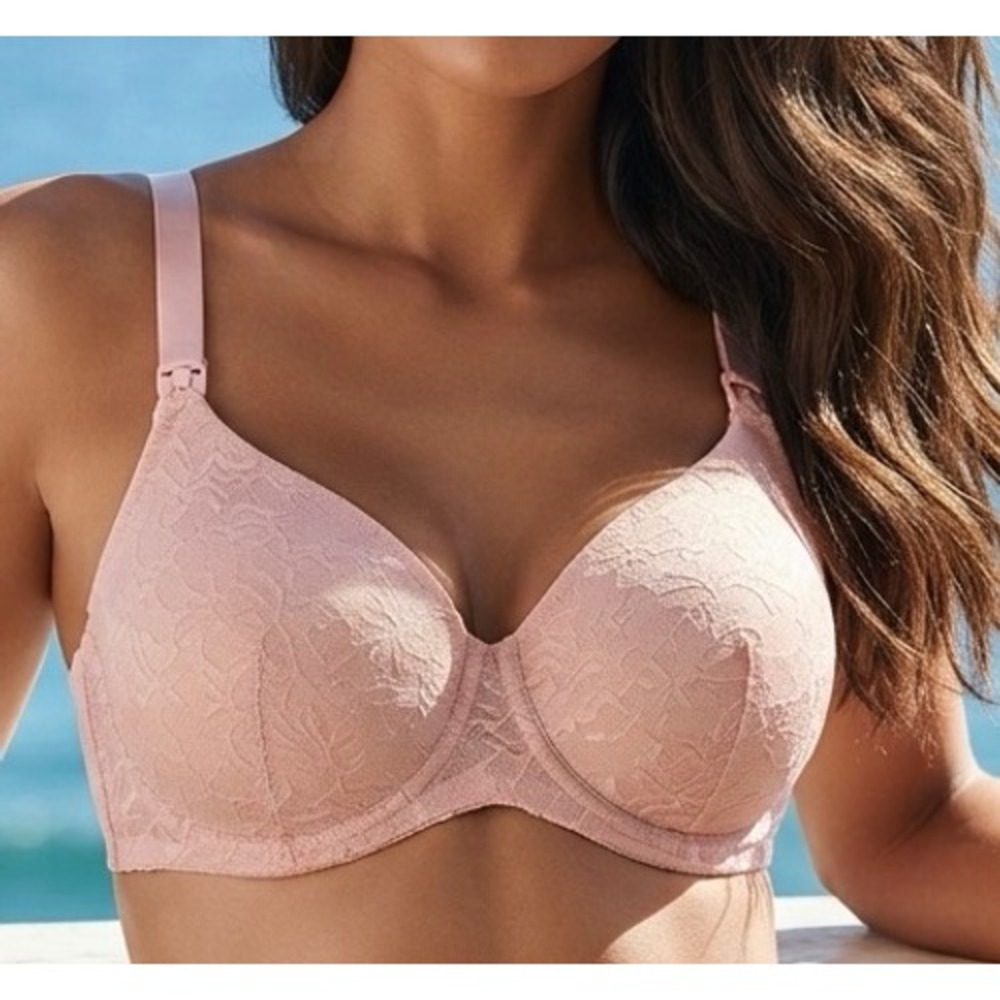 Auden 40DDD Nursing Bra‎ Womens Pink Floral Lace T-Shirt Bra NWT